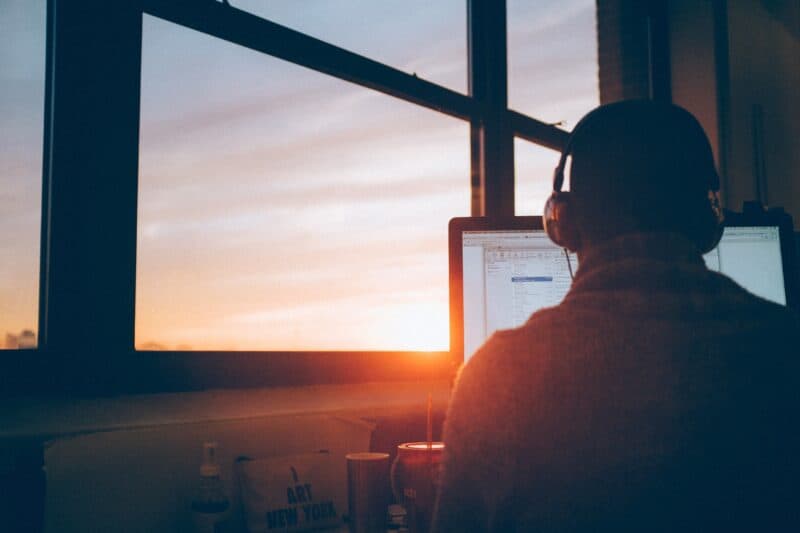 Men working on a computer